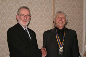 Rotarian Ceri Evans with President Graham Booth